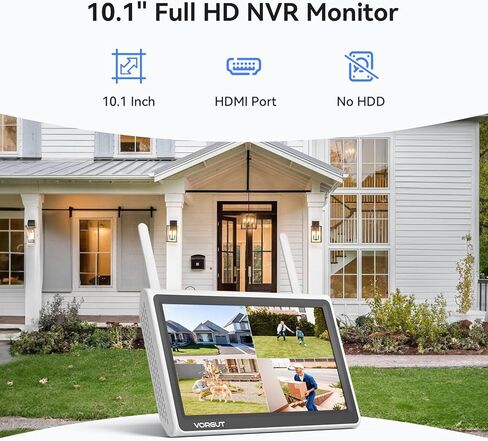 [بدون محرك أقراص ثابتة] VORGUT 10 بوصة LCD مسجل فيديو شبكة WiFi NVR 10 قنوات، موجه WiFi مدمج، يدعم ما يصل إلى 6 تيرابايت HDD، تسجيل 24/7، عرض سهل عن بعد، يعمل فقط مع كاميرا VORGUT الشمسية اللاسلكية in Kuwait