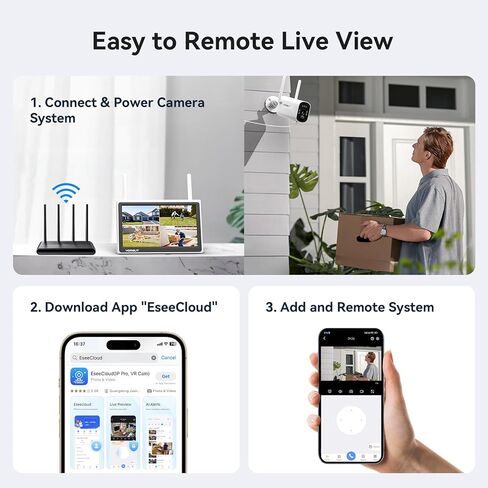 [بدون محرك أقراص ثابتة] VORGUT 10 بوصة LCD مسجل فيديو شبكة WiFi NVR 10 قنوات، موجه WiFi مدمج، يدعم ما يصل إلى 6 تيرابايت HDD، تسجيل 24/7، عرض سهل عن بعد، يعمل فقط مع كاميرا VORGUT الشمسية اللاسلكية in Kuwait