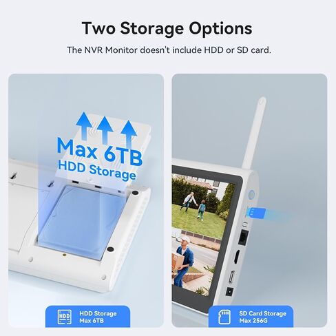 [بدون محرك أقراص ثابتة] VORGUT 10 بوصة LCD مسجل فيديو شبكة WiFi NVR 10 قنوات، موجه WiFi مدمج، يدعم ما يصل إلى 6 تيرابايت HDD، تسجيل 24/7، عرض سهل عن بعد، يعمل فقط مع كاميرا VORGUT الشمسية اللاسلكية in Kuwait