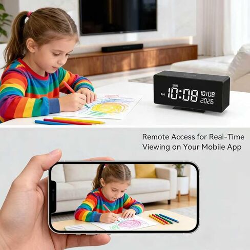 Wireless Security Mini Camera–Indoor Security Camera, Nanny Camera with 1080P HD Video,AI Motion Alerts,Digital Clock, Night Vision, 5G&2.4G, Bluetooth Setup,Local & Cloud Storage in Kuwait