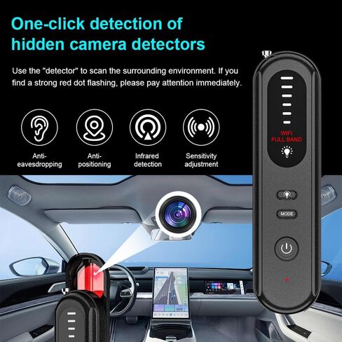 Hidden Camera Detector with Infrared Light Scan, GPS Tracker & Wireless Bug Finder – Detects Pinhole Cameras, 5G Signals, Long Battery Life, Privacy Protection for Hotel, Car, Dressing Room in Kuwait