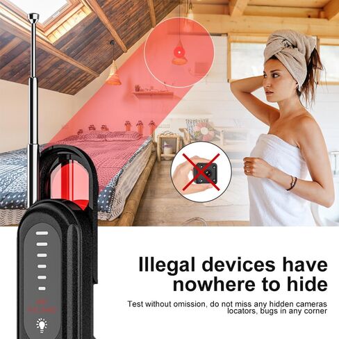 Hidden Camera Detector with Infrared Light Scan, GPS Tracker & Wireless Bug Finder – Detects Pinhole Cameras, 5G Signals, Long Battery Life, Privacy Protection for Hotel, Car, Dressing Room in Kuwait