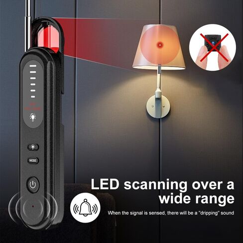 Hidden Camera Detector with Infrared Light Scan, GPS Tracker & Wireless Bug Finder – Detects Pinhole Cameras, 5G Signals, Long Battery Life, Privacy Protection for Hotel, Car, Dressing Room in Kuwait