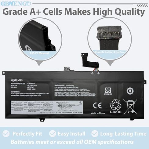 استبدال بطارية L18M6PD1 لجهاز Lenovo ThinkPad X390 X395 X13 Gen 1 2020 Series 02DL017 SB10K97655 L18M6PD2 SB10K97656 L18C6PD1 SB10K97657 02DL020 L18D6PD1 11.46V 48Wh 4190mAh in Kuwait