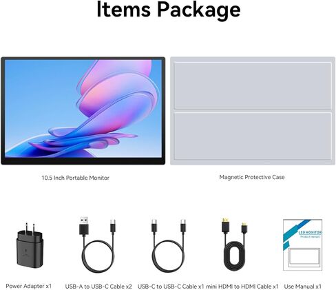 شاشة عرض محمولة تعمل باللمس مقاس 10.5 بوصة OLED 2.5K، DCI-P3 بنسبة 100%، لمحول Windows Android in Kuwait
