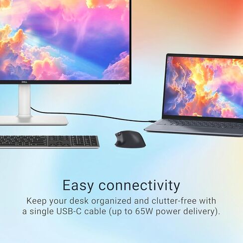 Dell 27" 4K UHD Monitor, IPS Display, 120Hz, 99% sRGB Color Gamut, Built-in Speakers, AMD FreeSync, Low Blue Light Technology, USB-C, Adjustable Stand(Tilt|Pivot|Height|Swivel) - Ash White in Kuwait