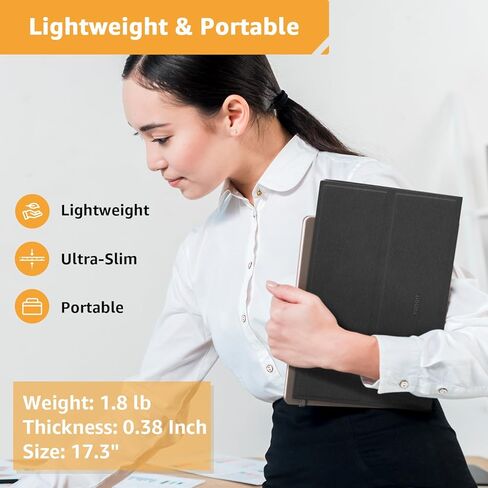 Yodoit Portable Monitor for Laptop 1920×1080 17.3" FHD Screen IPS Display with USB Type C Port, Built-in Speakers and Smart Cover Compatible with PC, MacBook, Xbox (Black) in Kuwait