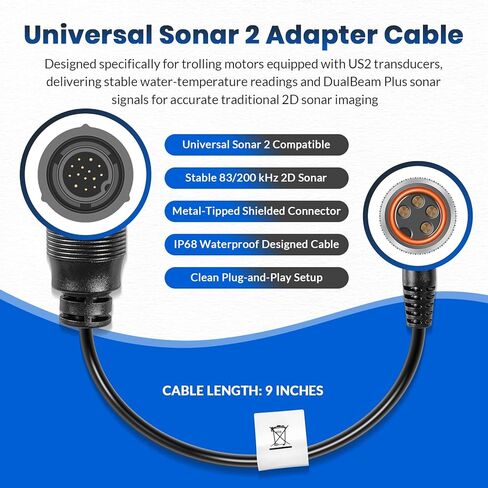 كابل محول MKR-US2-13 Universal Sonar 2 لـ Humminbird XPLORE، APEX، SOLIX، Onix Fish Finders، يدعم DualBeam Plus & 2D Sonar لمحركات التصيد المجهزة US2، استبدال # 1852073 in Kuwait