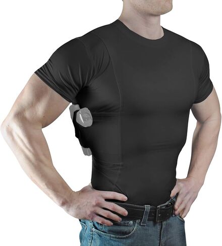 Men’s Pistol Holster Undershirt for CCW Concealed Carry, Crew Neck, All-Day-Comfort Easy Breathe Compression Fabric in Saudi Arabia