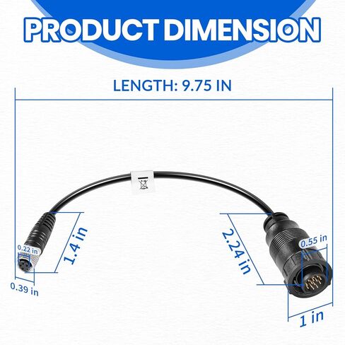 كابل محول MKR-US2-13 Universal Sonar 2 لـ Humminbird XPLORE، APEX، SOLIX، Onix Fish Finders، يدعم DualBeam Plus & 2D Sonar لمحركات التصيد المجهزة US2، استبدال # 1852073 in Kuwait