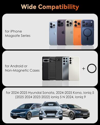 حامل هاتف مغناطيسي لهاتف Hyundai Ioniq 5 2022-2025/5 N & Sonata Kona 2024-2025 & Ioniq 9 لوحة القيادة المعدنية، متوافق مع MagSafe iPhone 17 16 15 14 13 12 Pro Max Plus Mini in Kuwait
