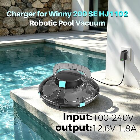 شاحن 12.6 فولت لسلك طاقة فراغ Winny Pool متوافق مع Winny 200 SE HJ1102 شاحن منظف حمام السباحة الآلي اللاسلكي in Kuwait