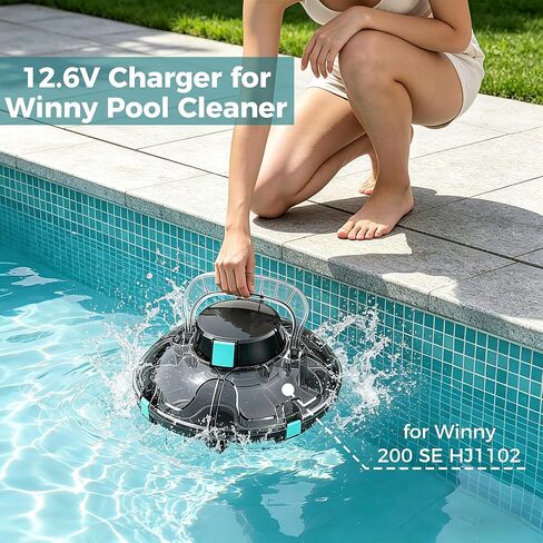 شاحن 12.6 فولت لسلك طاقة فراغ Winny Pool متوافق مع Winny 200 SE HJ1102 شاحن منظف حمام السباحة الآلي اللاسلكي in Kuwait