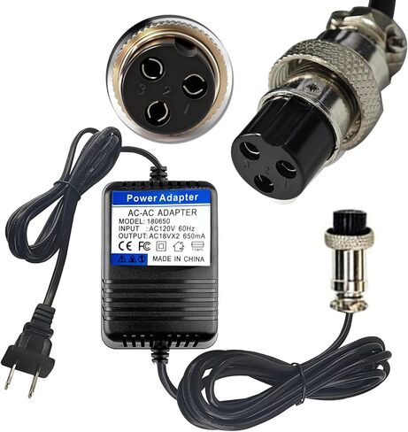 محول طاقة وحدة التحكم بوحدة التحكم بتيار متردد 18 فولت*2 مع موصل 3 دبابيس - من أجل Yamaha MG16 MG82X MG10U PA-10، Stanton M304، Alesis Multimix 8 USB FX - 8، خلاط Behringer - سلك إمداد طاقة بديل in Kuwait