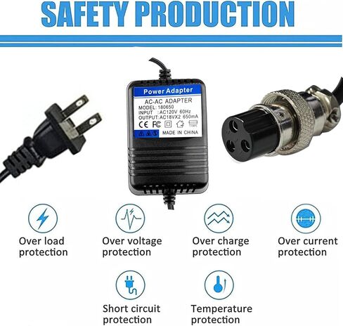 محول طاقة وحدة التحكم بوحدة التحكم بتيار متردد 18 فولت*2 مع موصل 3 دبابيس - من أجل Yamaha MG16 MG82X MG10U PA-10، Stanton M304، Alesis Multimix 8 USB FX - 8، خلاط Behringer - سلك إمداد طاقة بديل in Kuwait