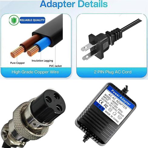 محول طاقة وحدة التحكم بوحدة التحكم بتيار متردد 18 فولت*2 مع موصل 3 دبابيس - من أجل Yamaha MG16 MG82X MG10U PA-10، Stanton M304، Alesis Multimix 8 USB FX - 8، خلاط Behringer - سلك إمداد طاقة بديل in Kuwait