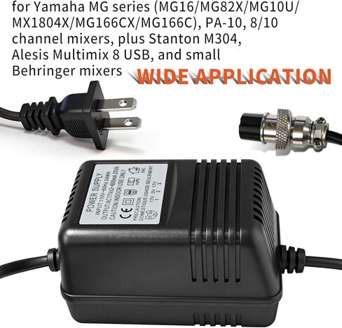 محول طاقة وحدة التحكم بوحدة التحكم بتيار متردد 18 فولت*2 مع موصل 3 دبابيس - من أجل Yamaha MG16 MG82X MG10U PA-10، Stanton M304، Alesis Multimix 8 USB FX - 8، خلاط Behringer - سلك إمداد طاقة بديل in Kuwait