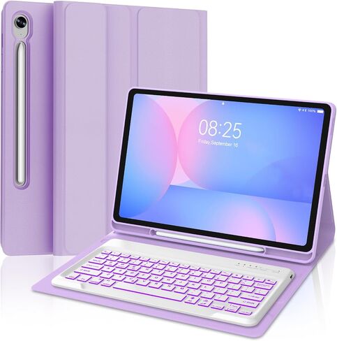 Keyboard Case for Samsung Galaxy Tab S10 FE+ Plus 13.1'' 2025, Galaxy Tablet S10FE+ Case with Backlit Keyboard, 7-Color Backlight Keypad with S Pen Holder for Samsung Tab S10FE Plus 13.1 Inch, Purple in Kuwait