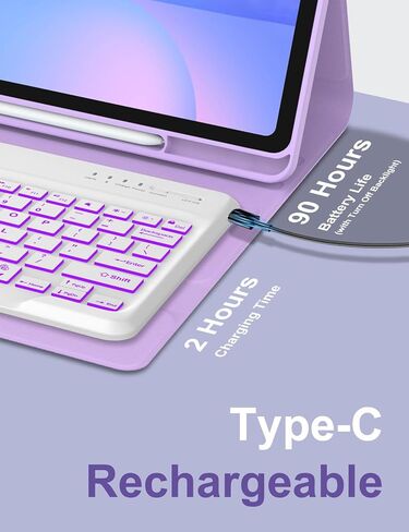 Keyboard Case for Samsung Galaxy Tab S10 FE+ Plus 13.1'' 2025, Galaxy Tablet S10FE+ Case with Backlit Keyboard, 7-Color Backlight Keypad with S Pen Holder for Samsung Tab S10FE Plus 13.1 Inch, Purple in Kuwait