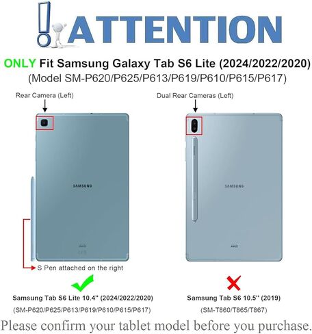 Case with Keyboard for Samsung Galaxy Tab S6 Lite 10.4 Inch 2024/2022/2020, Built-in S Pen Holder, 7 Color Rainbow Backlight Detachable Wireless Keyboard Cover with LED Bluetooth 2.4G Mouse in Kuwait