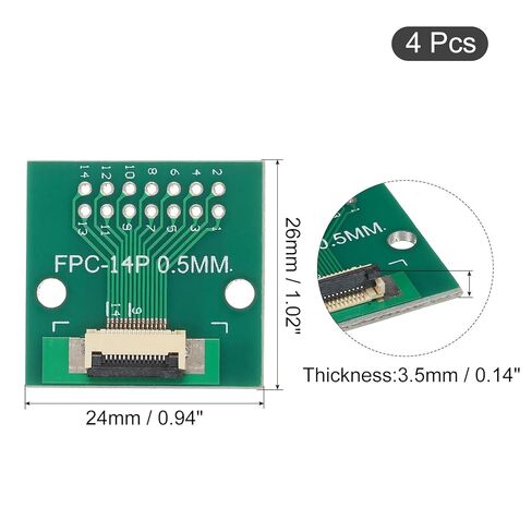 MECCANIXITY FPC FFC PCB Converter Board 14P 0.5mm on Socket Side, Back 1.0mm, to DIP 2.54mm for LCD 3D Printer Camera DVD TV Laptop Pack of 4 in Kuwait