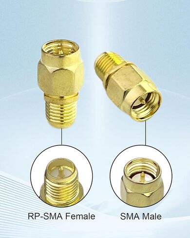 2pcs SMA Male to RP-SMA Female Adapter, Coaxial Cable Connector for Wi-Fi Antenna Signal Booster Radio Extension Cable FPV Drone, Gold in Kuwait