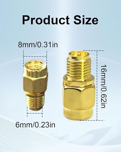 2pcs SMA Male to RP-SMA Female Adapter, Coaxial Cable Connector for Wi-Fi Antenna Signal Booster Radio Extension Cable FPV Drone, Gold in Kuwait