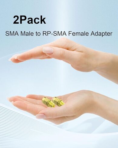 2pcs SMA Male to RP-SMA Female Adapter, Coaxial Cable Connector for Wi-Fi Antenna Signal Booster Radio Extension Cable FPV Drone, Gold in Kuwait