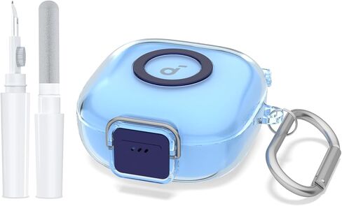 ترقية القفل الآمن لغطاء حافظة Anker Soundcore P31i مع مجموعة منظف، غطاء حماية مضاد للصدمات من AGENTNANO Clear TPU مع Soundcore P30i من Anker حافظة شحن مع حلقة تسلق - أزرق شفاف in Kuwait