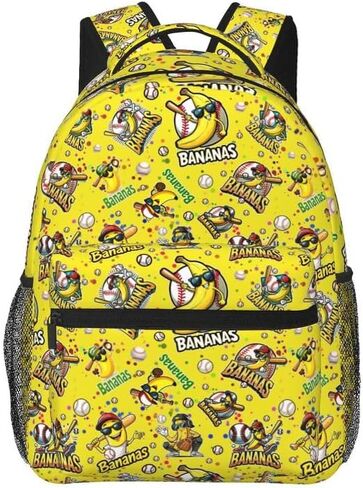 Funny Banana Baseball Backpack, Large Capacity Lightweight Carry-On Yellow Backpack, Waterproof Casual Outdoor Hiking Daypack in Kuwait