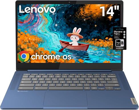 لينوفو ايديا باد سليم 3 كروم بوك | جهاز Chromebook عالي الدقة مقاس 14 بوصة | MediaTek Kompanio 520 | 4 جيجابايت LPDDR4X - تخزين 192 جيجابايت (64 جيجابايت eMMC + بطاقة SD سعة 128 جيجابايت) | USB-A | USB-C | WiFi | كاميرا عالية الدقة | نظام التشغيل Chrome | in Kuwait