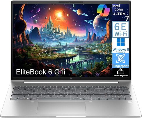 كمبيوتر محمول HP EliteBook 6 G1i مع Intel Ultra 7 255U، للأعمال المكتبية المنزلية، Lifetime Office 365، (32 جيجابايت DDR5، 1 تيرابايت SSD)، لوحة مفاتيح بإضاءة خلفية، Thunderbolt 4، WiFi 6E، Windows 11 Pro، فضي باهت in Kuwait