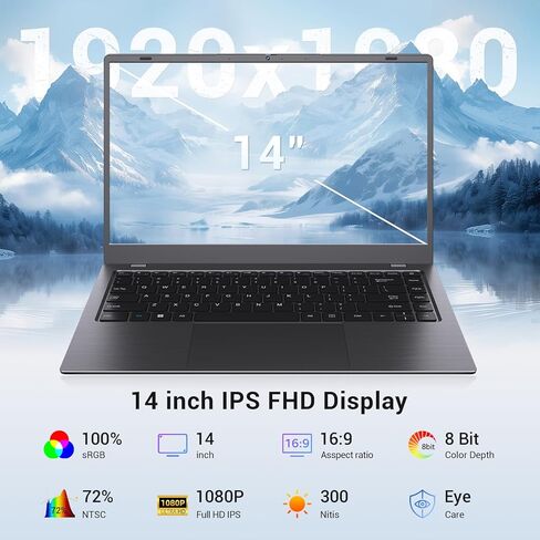 Laptop Computer, Pentium Gold up to 3.4GHz (Beats Pentium, Celeron), Type-C PD, HDMI, USB 3.2, TF Card Slot, 14" FHD IPS, 8GB RAM, 128GB SSD, Up to 2TB, Laptop for Student, Business, Office in Kuwait