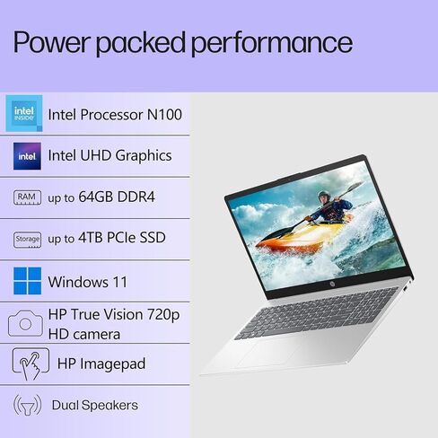 كمبيوتر محمول HP Essential للمنزل والطلاب مع Office 365، إصدار 2026، ذاكرة الوصول العشوائي 8 جيجابايت - معالج Intel SSD سعة 256 جيجابايت - شاشة FHD، محرك أقراص ثابتة خارجي 500 جيجابايت، تصميم محمول، مساعد الطيار AI، Windows 11 Home (متجدد) in Kuwait