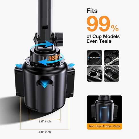 Coolpow Cup Holder Phone Holder for car, Universal Adjustable Long Neck Car Cell Phone Mount Cradle Friendly Compatible with for Truck Golf Cart iPhone Samsung Google and All 4"-7" Mothers Day in Kuwait