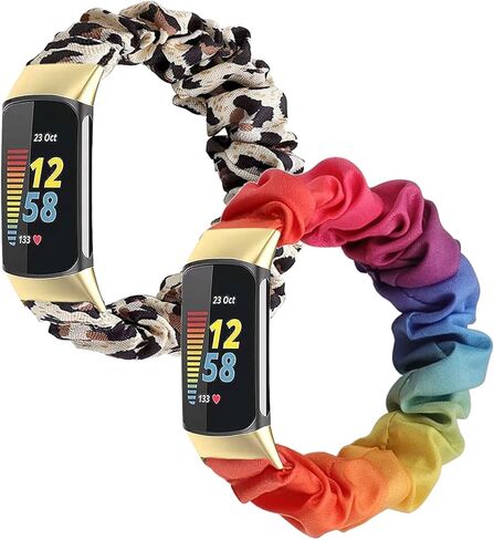 Scrunchie Bands for Compatible with Fitbit Charge 5/6 Women Strap Elastic Scrunchy Replacement Watch Soft Stretchy Band For Charge 5/6 in Saudi Arabia