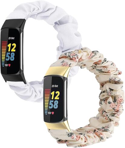 Scrunchie Bands for Compatible with Fitbit Charge 5/6 Women Strap Elastic Scrunchy Replacement Watch Soft Stretchy Band For Charge 5/6 in Saudi Arabia