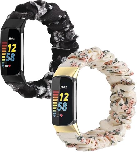 Scrunchie Bands for Compatible with Fitbit Charge 5/6 Women Strap Elastic Scrunchy Replacement Watch Soft Stretchy Band For Charge 5/6 in Saudi Arabia