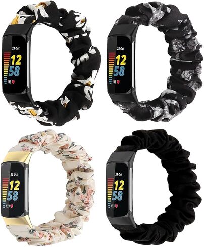 Scrunchie Bands for Compatible with Fitbit Charge 5/6 Women Strap Elastic Scrunchy Replacement Watch Soft Stretchy Band For Charge 5/6 in Saudi Arabia