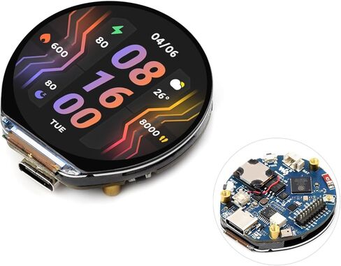Waveshare ESP32-S3 لوحة تطوير شاشة مستديرة 1.46 بوصة دقة 412 × 412 16.7 متر لوحة عرض IPS تعمل باللمس بالسعة اللون مكبر صوت وميكروفون على متن الطائرة in Kuwait