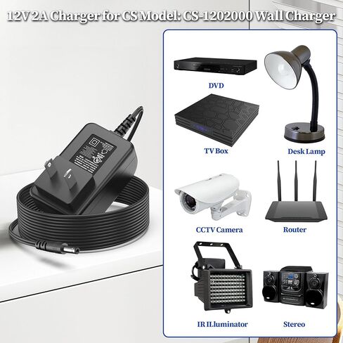 شاحن 12 فولت 2 أمبير لطراز CS: CS-1202000 محول تيار متردد كابل سلك إمداد الطاقة المنزلي للحائط in Kuwait