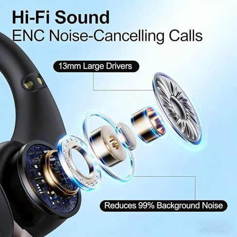 Vitog Wireless Bluetooth 6.0 Earhooks Earbuds, Sport Noise Cancelling Over Ear Waterproof Headphones Wireless Workout Running Open-Ear/in-Ear Earphones with Long Battery Life (Black) in Kuwait