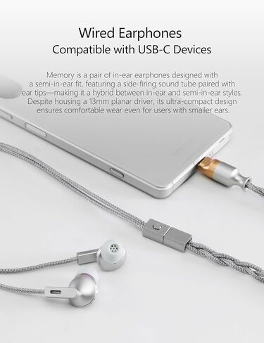 DD ddHiFi E13P (Memory) 13mm Super Linear Planar Driver HiFi In-Ear Earphones Suitable for USB-C Mobile Phones And Other Devices, Supports Microphone Calls / Music Wire Control in Kuwait