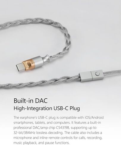 DD ddHiFi E13P (Memory) 13mm Super Linear Planar Driver HiFi In-Ear Earphones Suitable for USB-C Mobile Phones And Other Devices, Supports Microphone Calls / Music Wire Control in Kuwait