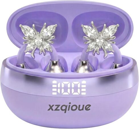 Wireless Bluetooth Earbuds Earrings with LED Digital Display, Skin-Tone Black, Stylish Jewelry Headphones for Women in Kuwait