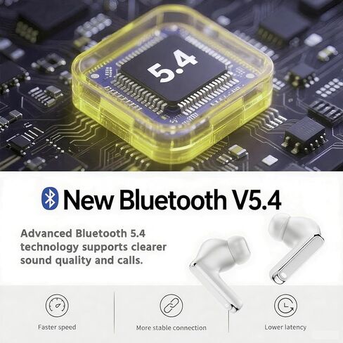 Bluetooth Wireless Earbuds - 40-Hour Battery Life, HiFi Stereo, Noise-Canceling Mic, LED Display, IPX7 Waterproof, in-Ear Headphones for Laptops/Mobile Phones/Sports, White in Kuwait