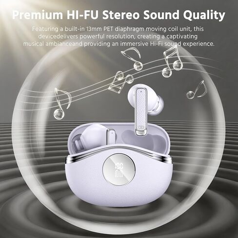 Bluetooth Wireless Earbuds - 40-Hour Battery Life, HiFi Stereo, Noise-Canceling Mic, LED Display, IPX7 Waterproof, in-Ear Headphones for Laptops/Mobile Phones/Sports, White in Kuwait
