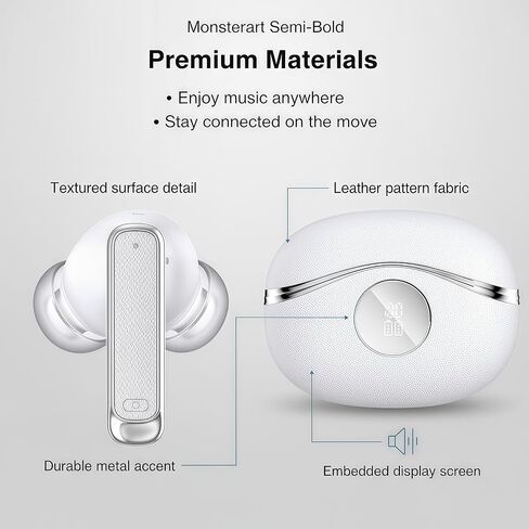 Bluetooth Wireless Earbuds - 40-Hour Battery Life, HiFi Stereo, Noise-Canceling Mic, LED Display, IPX7 Waterproof, in-Ear Headphones for Laptops/Mobile Phones/Sports, White in Kuwait