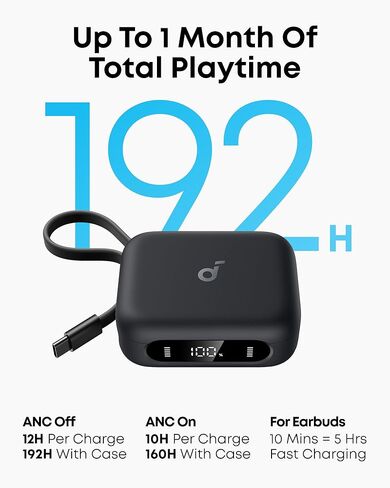 Soundcore P41i by Anker, Adaptive Noise Cancelling Earbuds with Portable Phone Charger, Only for USB-C Charging, 12H Playtime, 192H with Case Wireless Bluetooth Earbuds(Renewed) in Kuwait