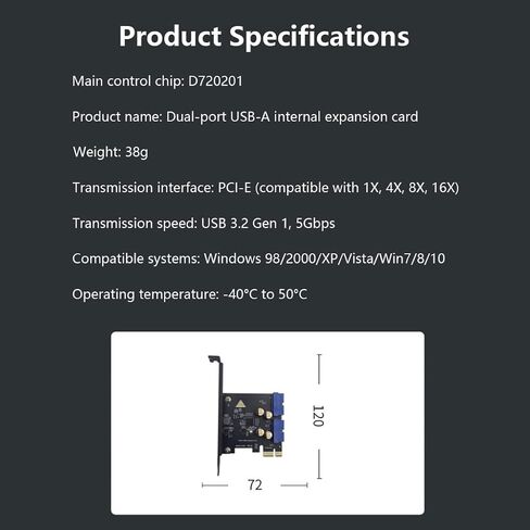 JMT اللوحة الأمامية PCI-E X1 إلى محول USB-A مزدوج USB 3.0 5 جيجابت في الثانية توسيع عالي السرعة لدعم سطح المكتب x1 x4 x8 x16 (19Pin - لا يتطلب طاقة) in Kuwait